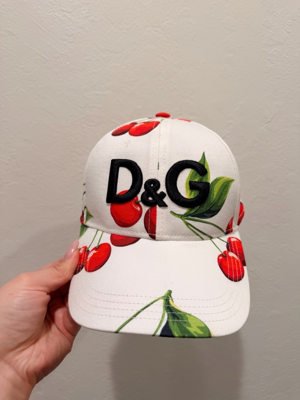 Dolce & Gabbana White Cherry Print Cap - Red & Green